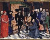 罗吉尔 凡 德 韦登 : Miniature from the first page of the Chroniques de Hainaut